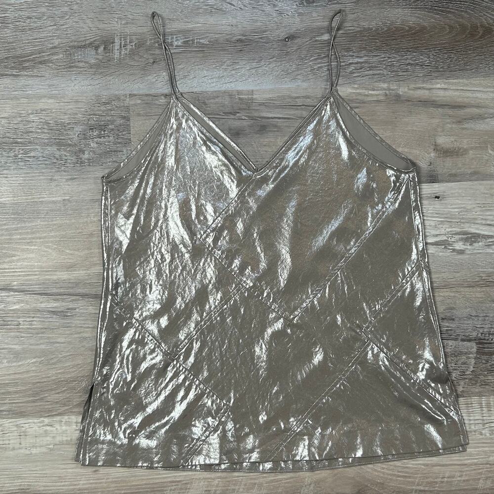 Whistles Metallic Camisole Silver Liquid Tank Top Y2K Partycore Festival